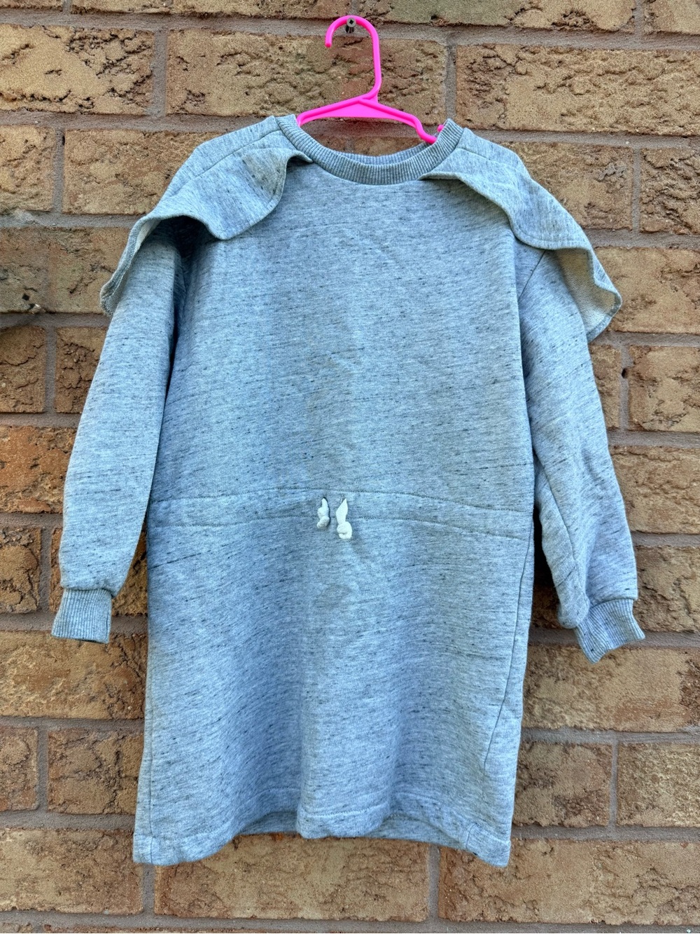 🌿2/$25 • Zara Heather Gray Sweatshirt Dress with Ruffle Shoulders